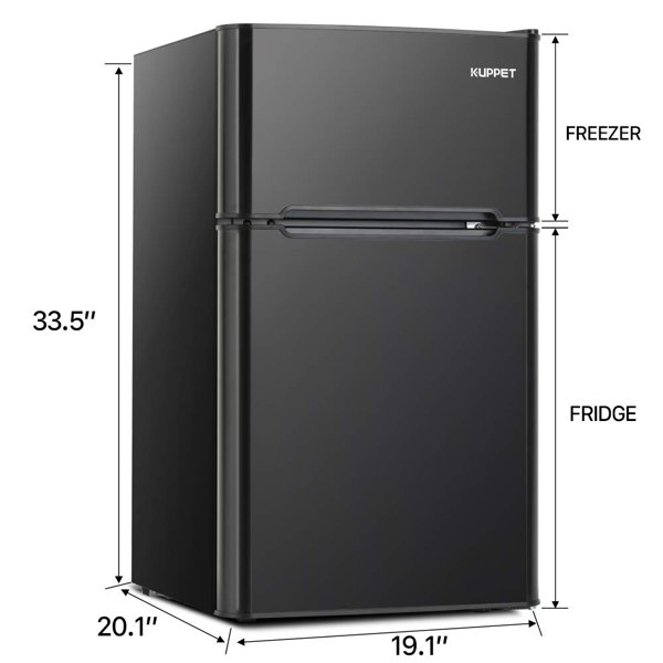 KUPPET 3.2 Cubic Feet cu. ft. Freestanding Mini Fridge with Freezer